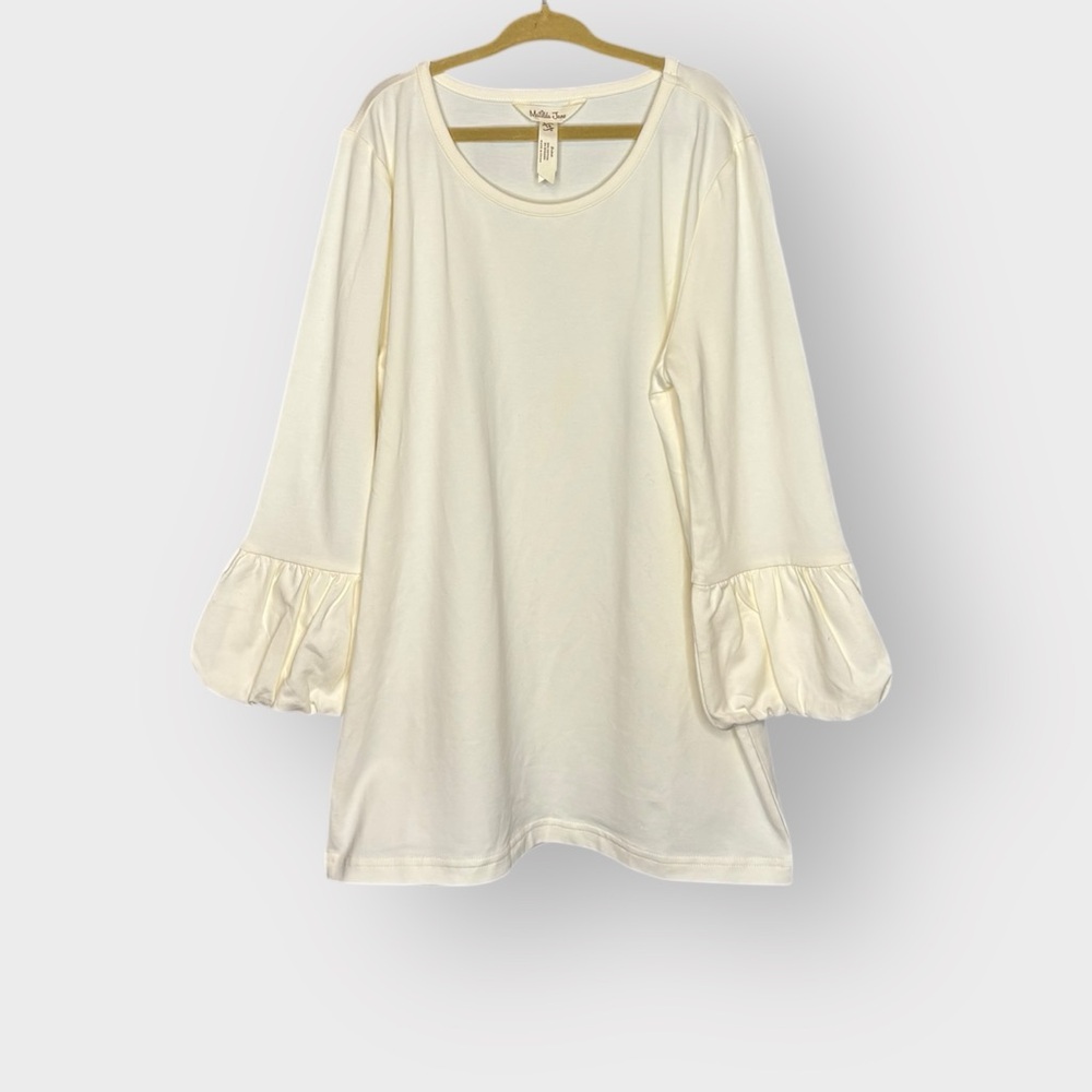 Matilda Jane Girls' Size 14 Puffer Tee Tunic Cream Perfectly Paired Top Cotton